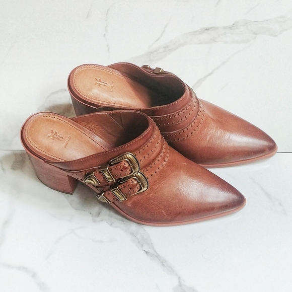 Belted Mule Frye Flynn Mule Frye Flynn Pointed Toe Block Heel